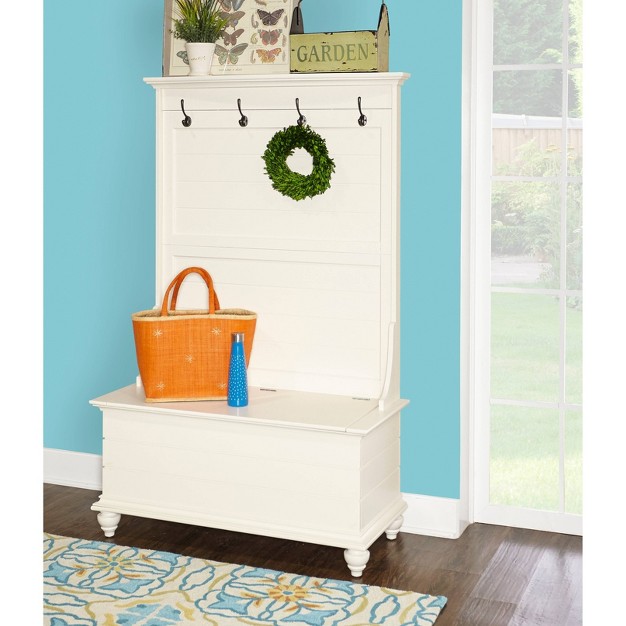 Gabriel Traditional Entryway 4 Double Hooks Storage Bench Hall Tree White Powell