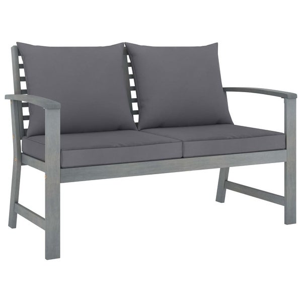 3 Piece Garden Lounge Set with Cushion Solid Acacia Wood Gray - Overstock - 35105728