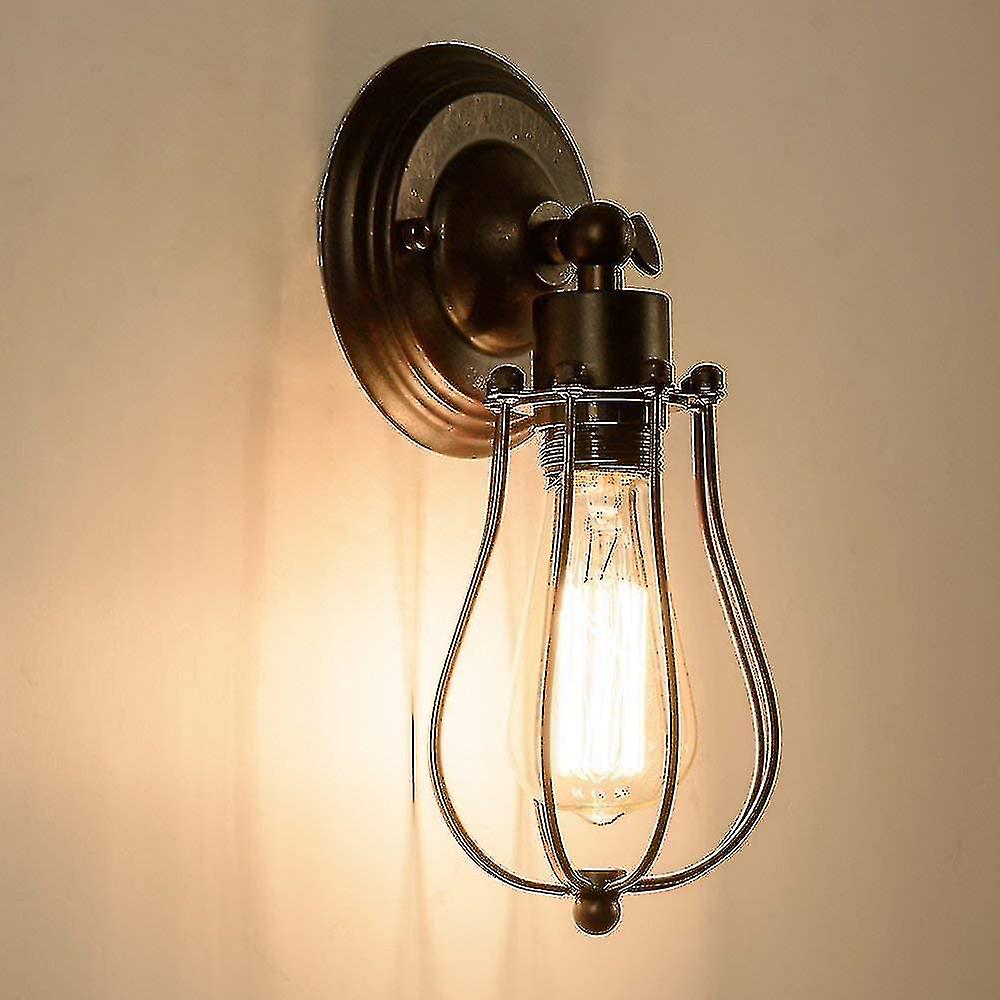 Industrial Wall Sconce Vintage Lighting Adjustable Rustic Wire Wall Sconce Metal Cage Wall Sconce Edison Style Lamp Antique Porch Light (bulb Not Incl