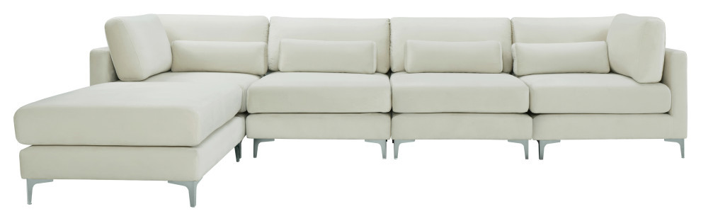 Julia Velvet Upholstered L Shaped Modular Sectional   Midcentury   Sectional Sofas   by Meridian Furniture  Houzz