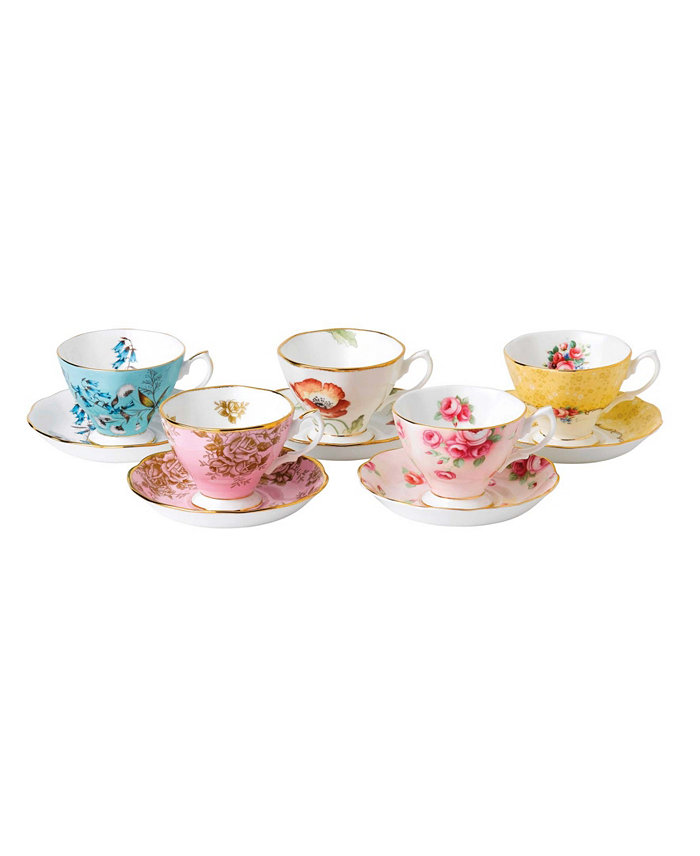 Royal Albert 100 Years 1950-1990 5-Piece Teacup and Saucer Set