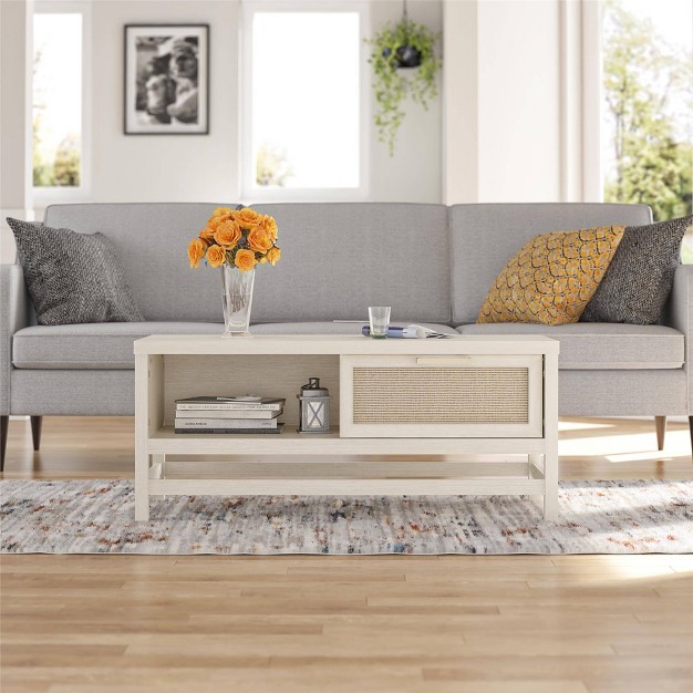 Latta Coffee Table With Faux Rattan Ivory Oak Room amp Joy