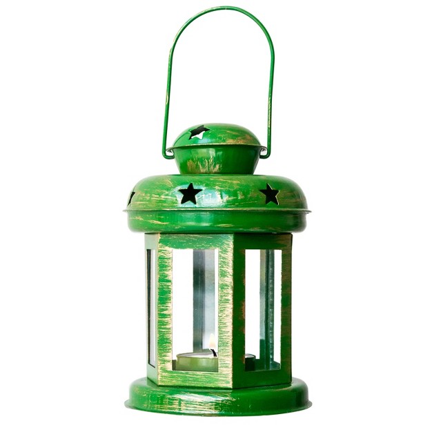 Lexi Home Candle Holder Lantern Hanging Star Style In Green