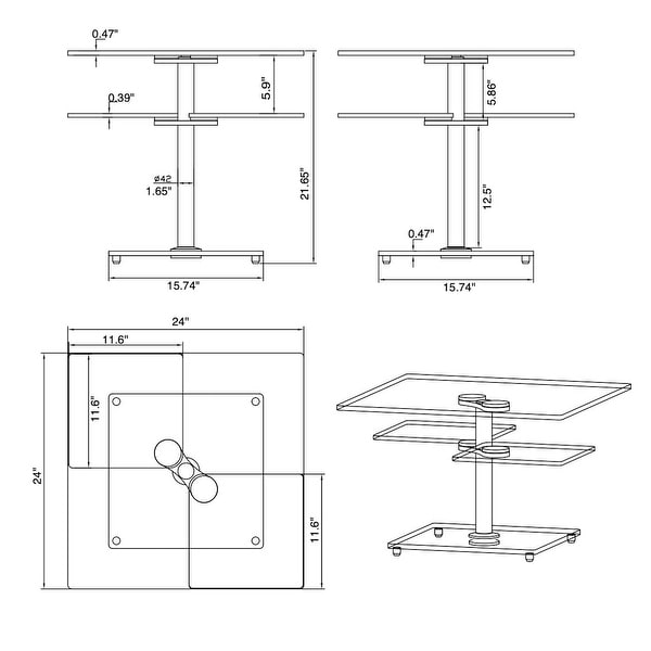 Somette Multi-Top Glass Lamp Table