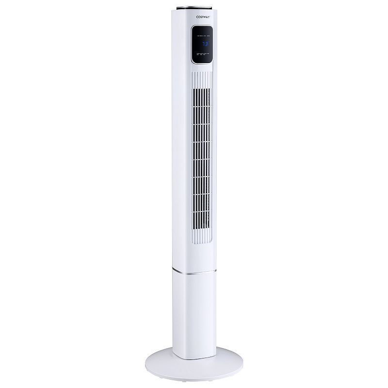 Portable 48 Inch Oscillating Standing Bladeless Tower Fans with 3 Speeds Remote Control-White