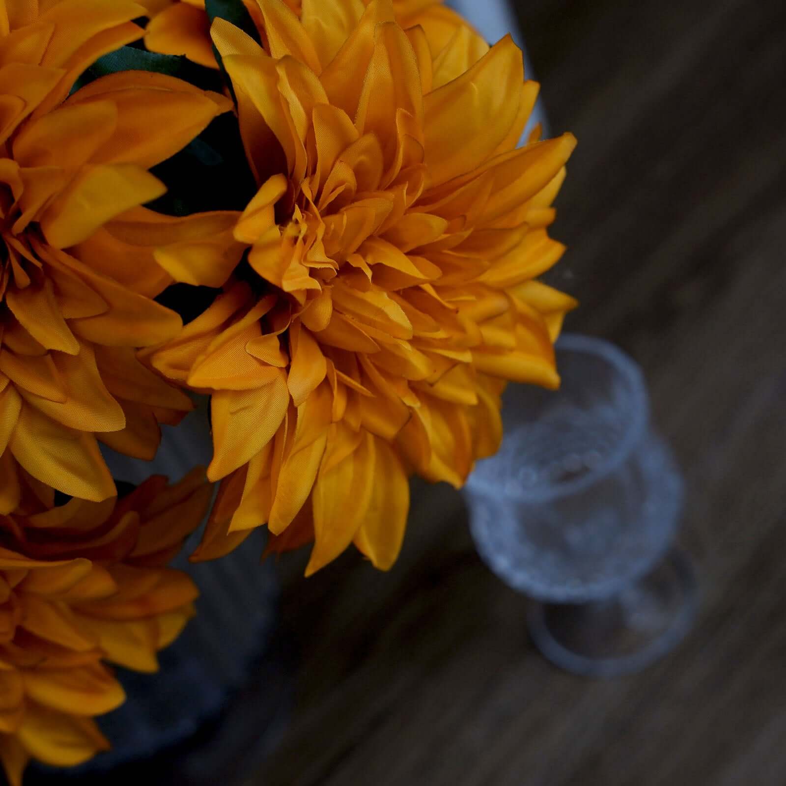 2 Bouquets Orange Artificial Silk Dahlia Flower Spray Bushes 20