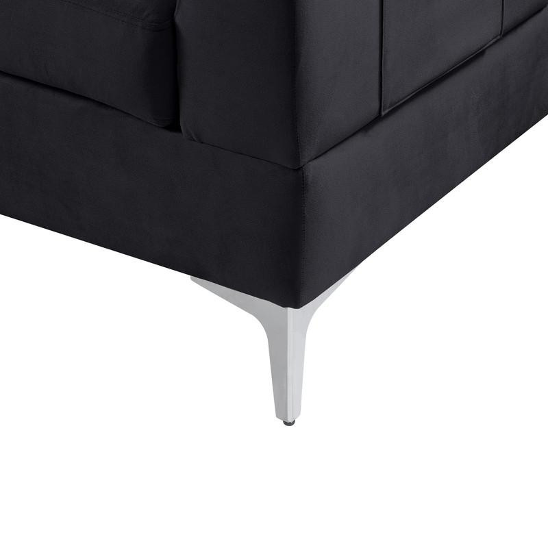 Chloe Black Velvet Sectional Sofa Chaise With Usb Charging Port   Midcentury   Sectional Sofas   by BisonOffice  Houzz