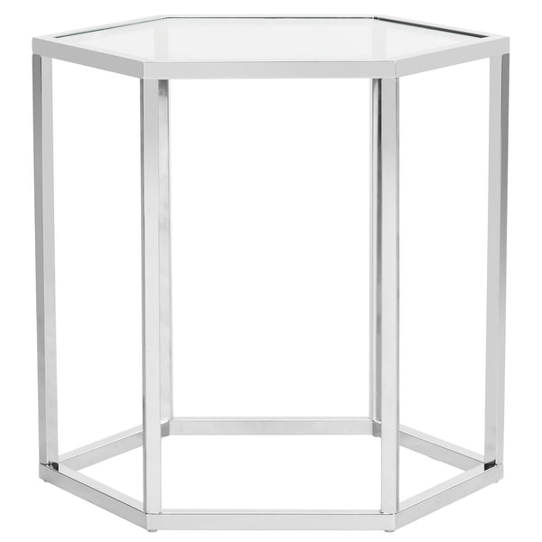 SAFAVIEH Teagan Glass Chrome End Table - 19.7