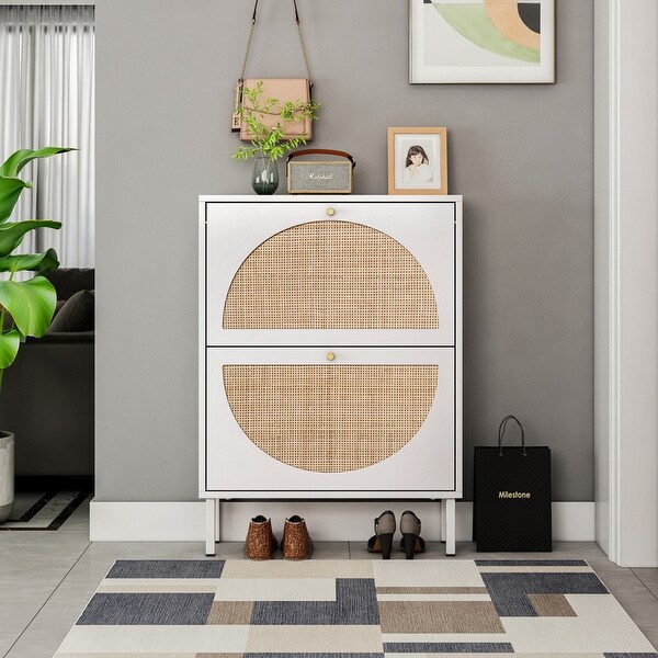 Rattan Shoe Organizer Shoe Storage Cabinet - - 35484468