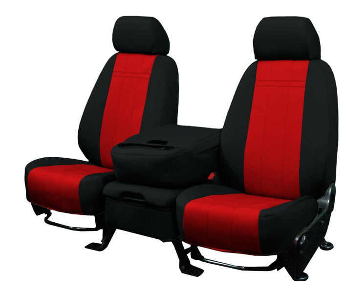 CalTrend Front Neo Seat Covers for 2011-2011 Ford F-150-350 - FD384-02NN Red Insert with Black Trim