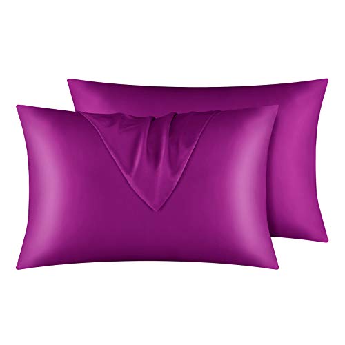 Satin Pillowcase for Hair and Skin, 2 pcs Silky Pillowcases with Envelop Closure