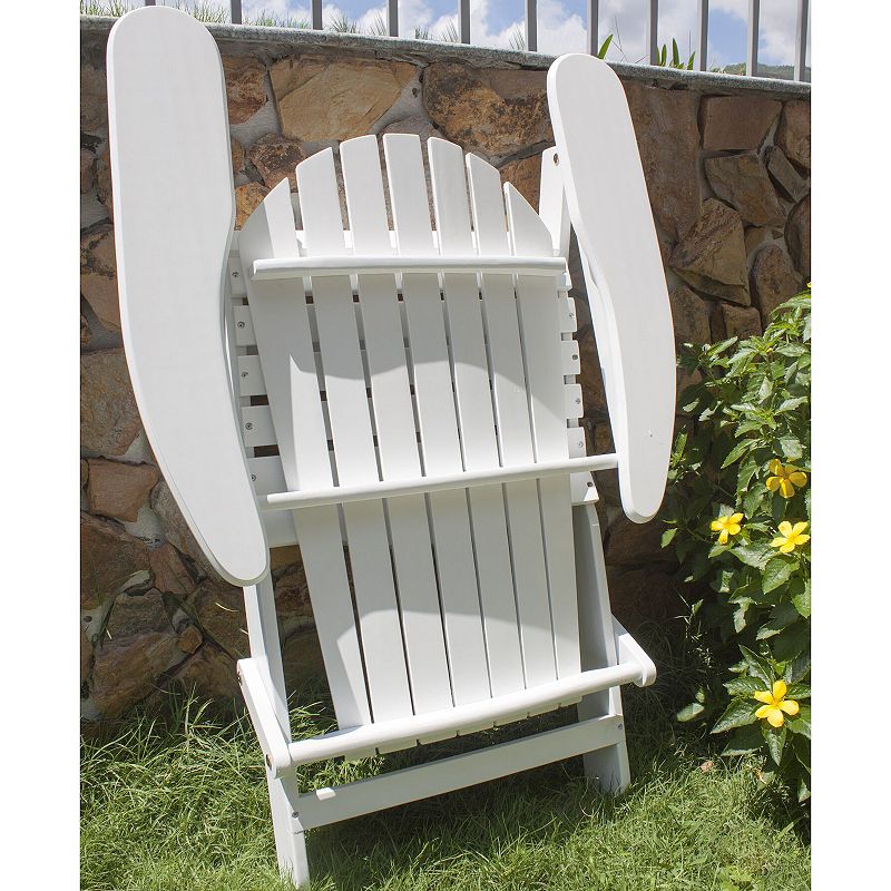 Northbeam Outdoor Acacia Foldable Wooden Deck Lounge Chair W/ Side Table， White