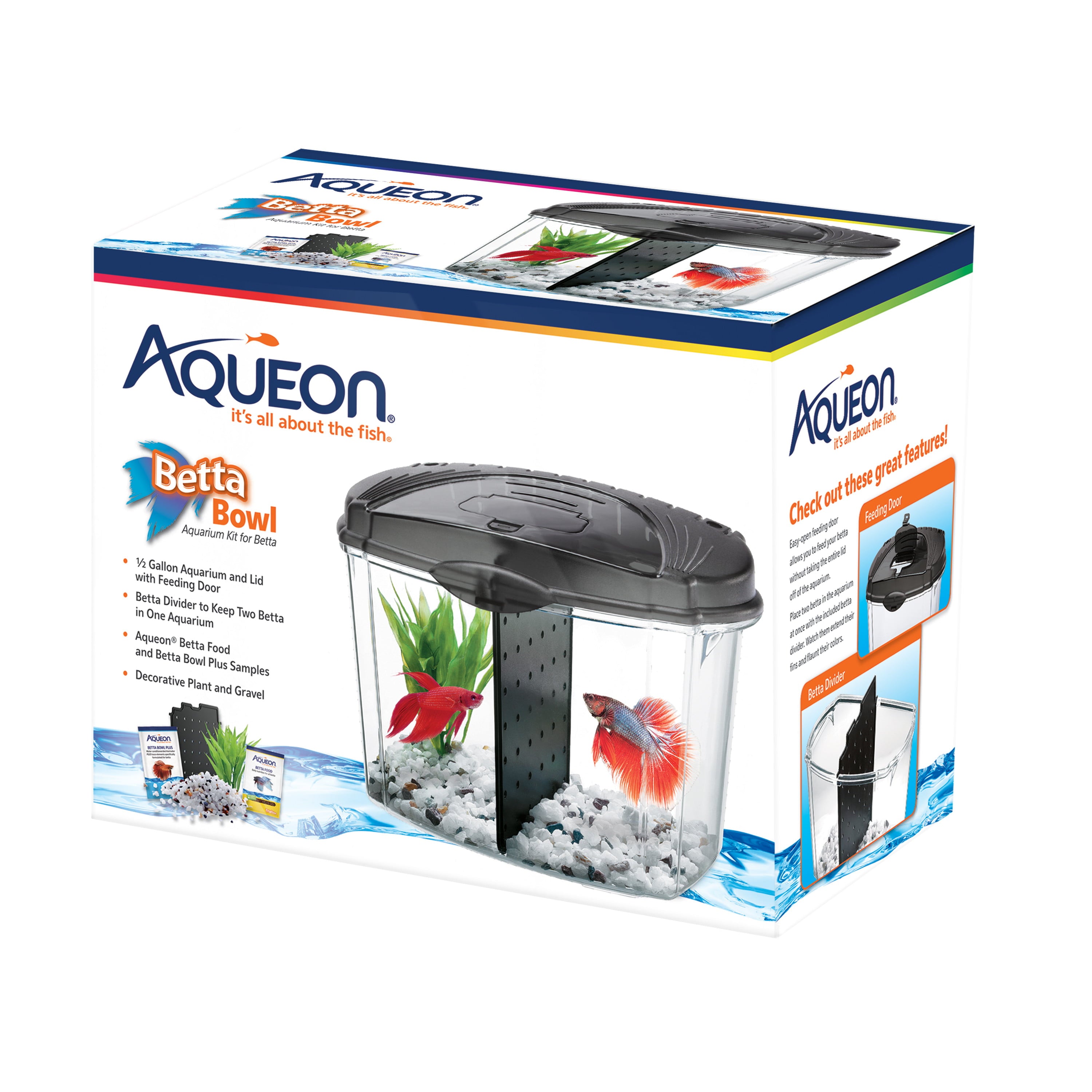 Aqueon Betta Bowl Kit Black .5 Gallon