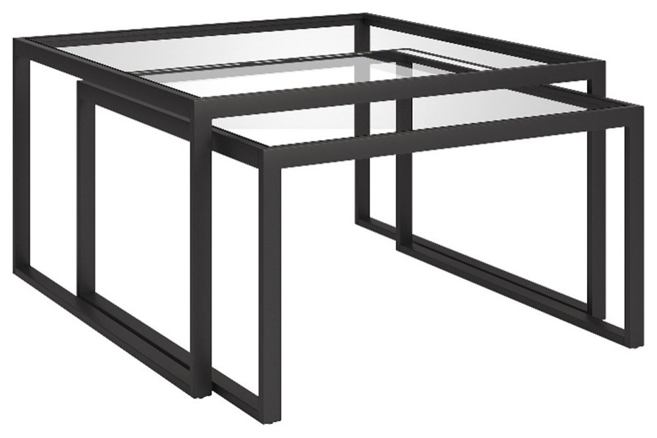 Henn ampHart 30 quotBlackened Bronze Metal/Glass Coffee Table   Transitional   Coffee Table Sets   by Homesquare  Houzz