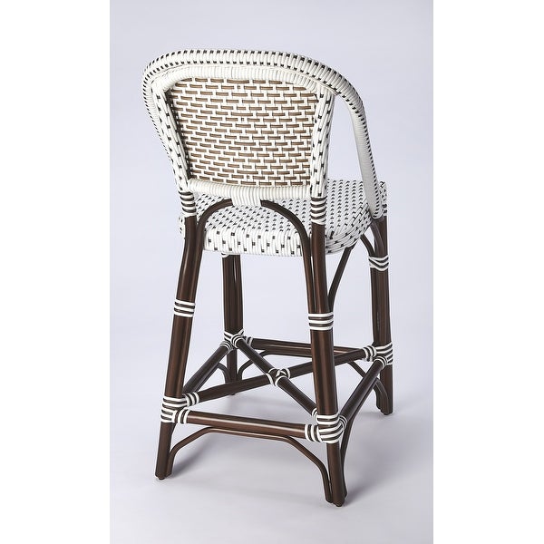 Butler Solstice White and Chocolate Rattan Counter Stool