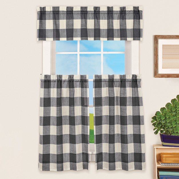 Collections Etc Buffalo Plaid Checked Tier Design Window Curtains