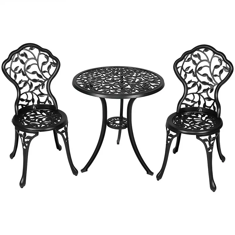 Sunnydaze Cast Aluminum 3-Piece Patio Bistro Set - Black