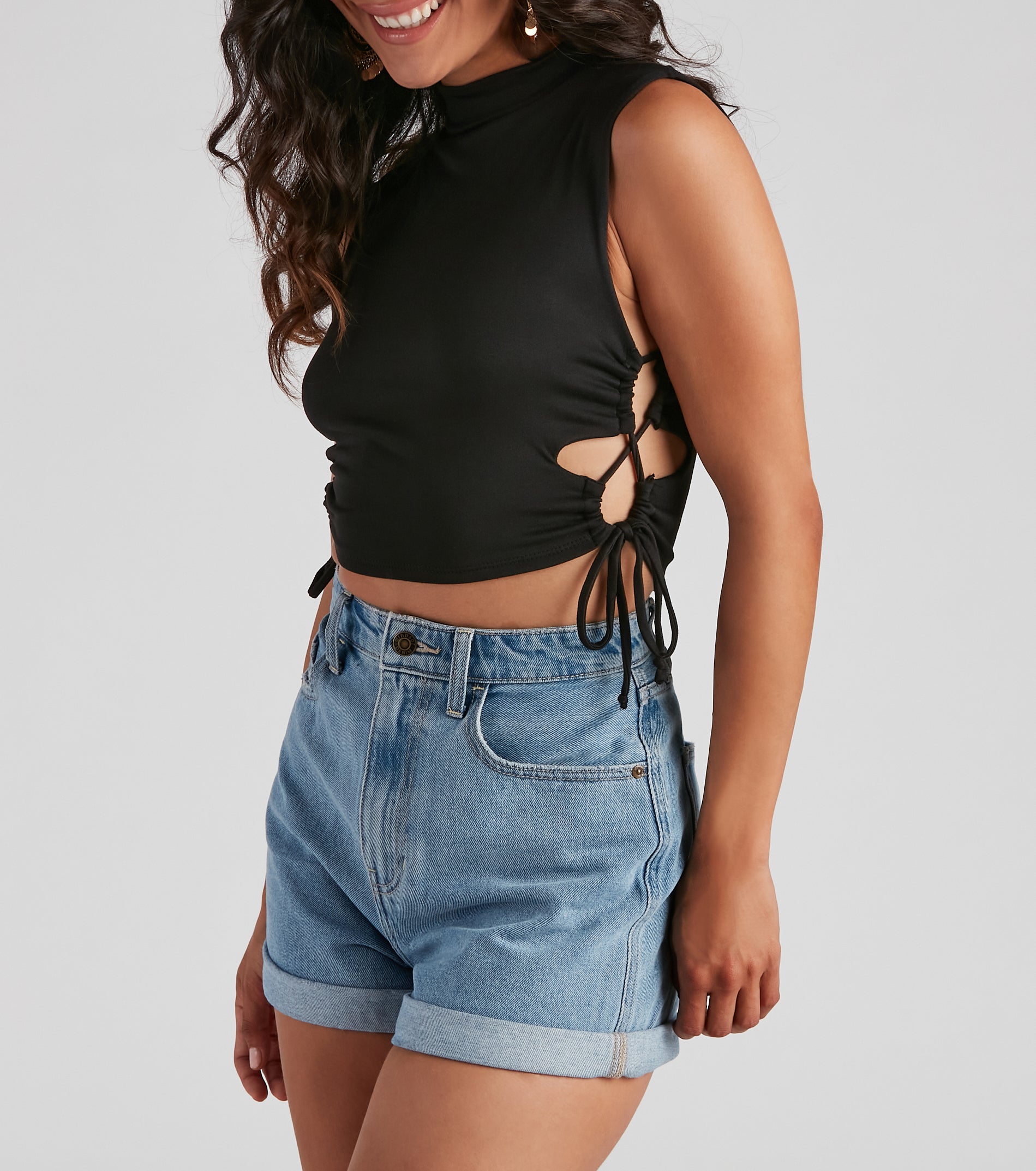 Love The Look Lace-Up Crop Top