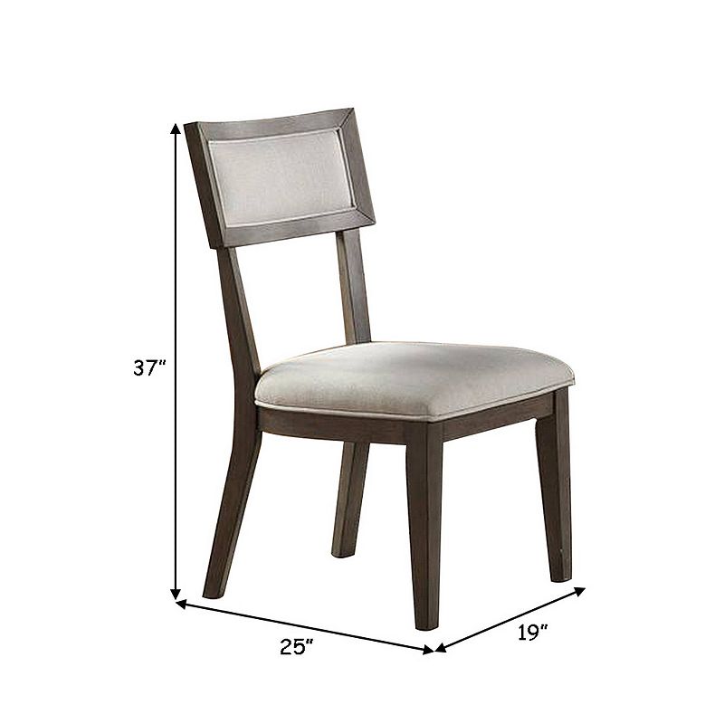 Side Chair with Padded Seat and Curved Panel Back， Set of 2， Beige