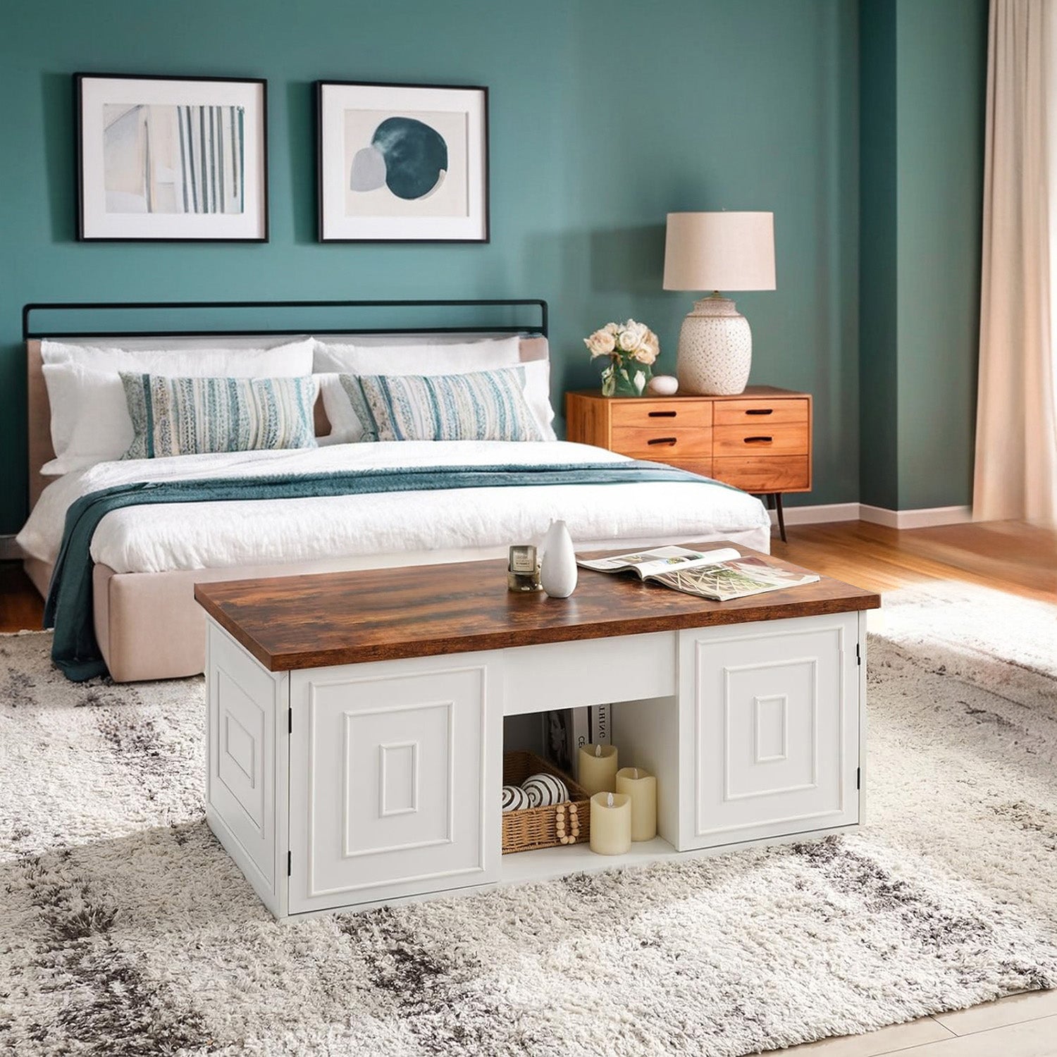 48 inches Farmhouse Lift Top Coffee Table with Hidden Storage