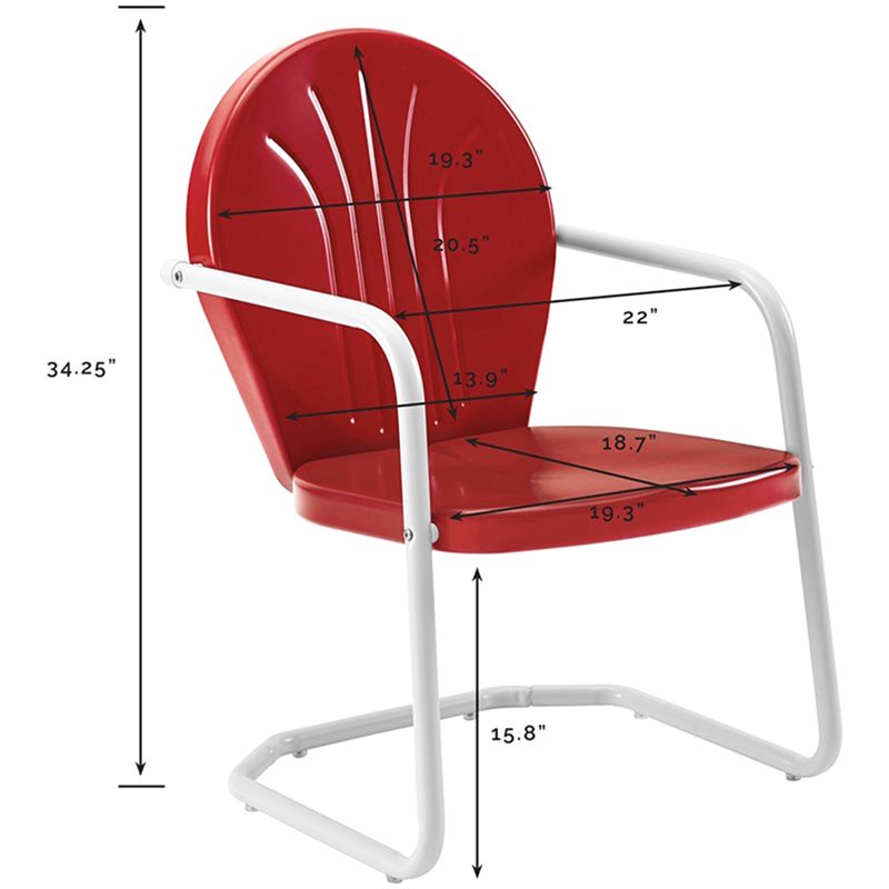 Crosley Griffith Outdoor Dining Chair - Metal - Has Arms - Red