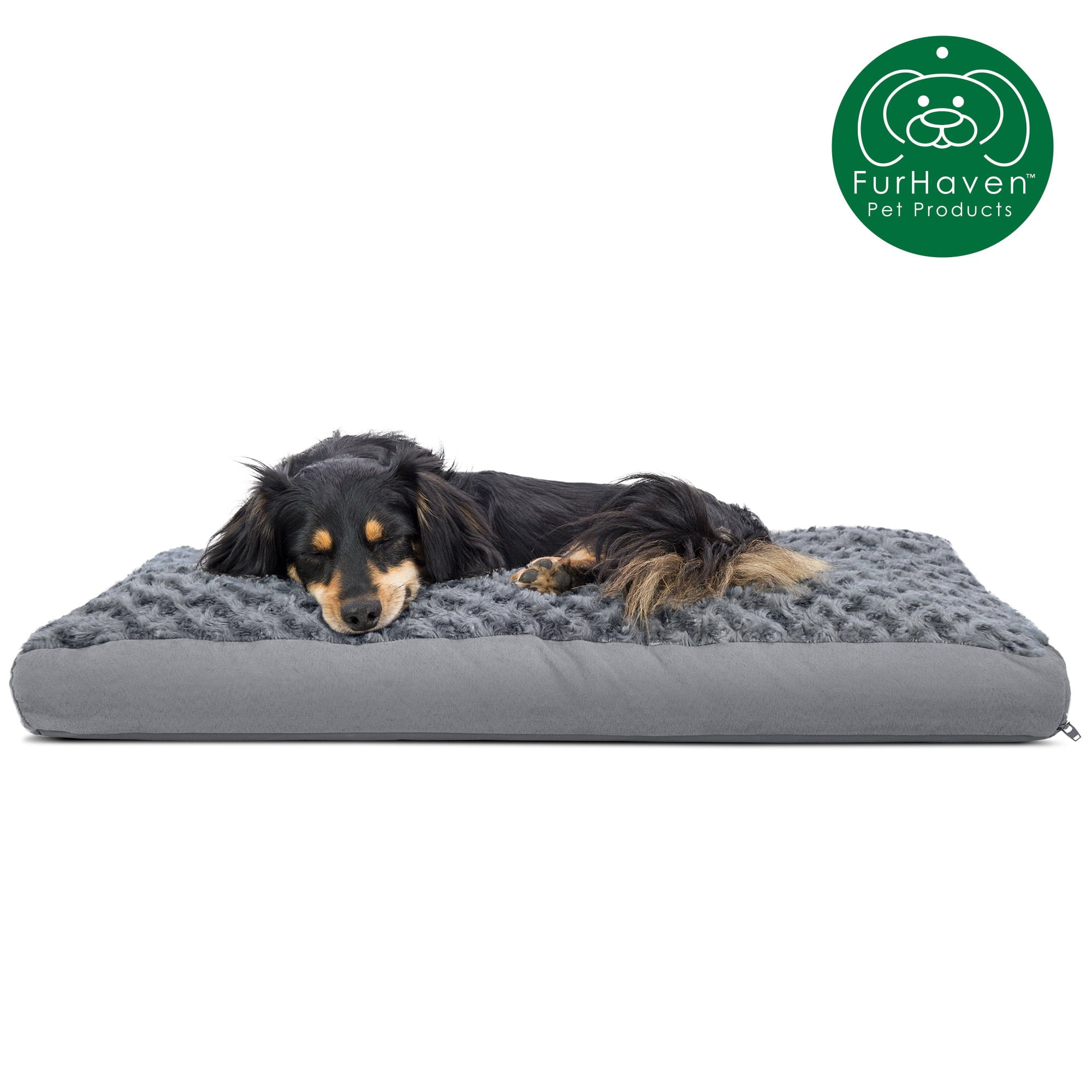 FurHaven Pet Products | Deluxe Plush Pillow Pet Bed for Dogs and Cats， Gray， Medium