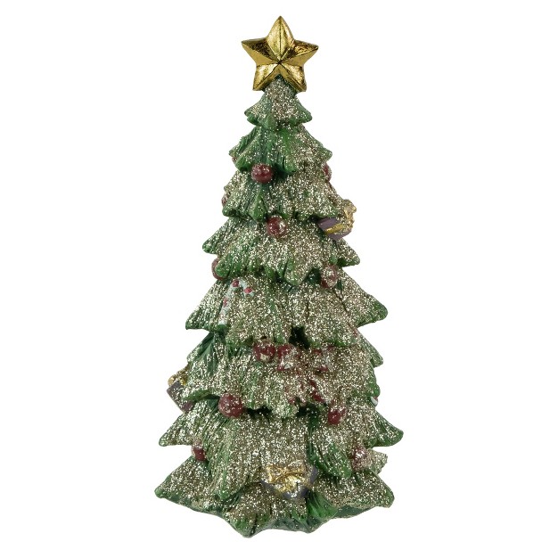 Glittered Christmas Tree With A Star Tabletop Decoration