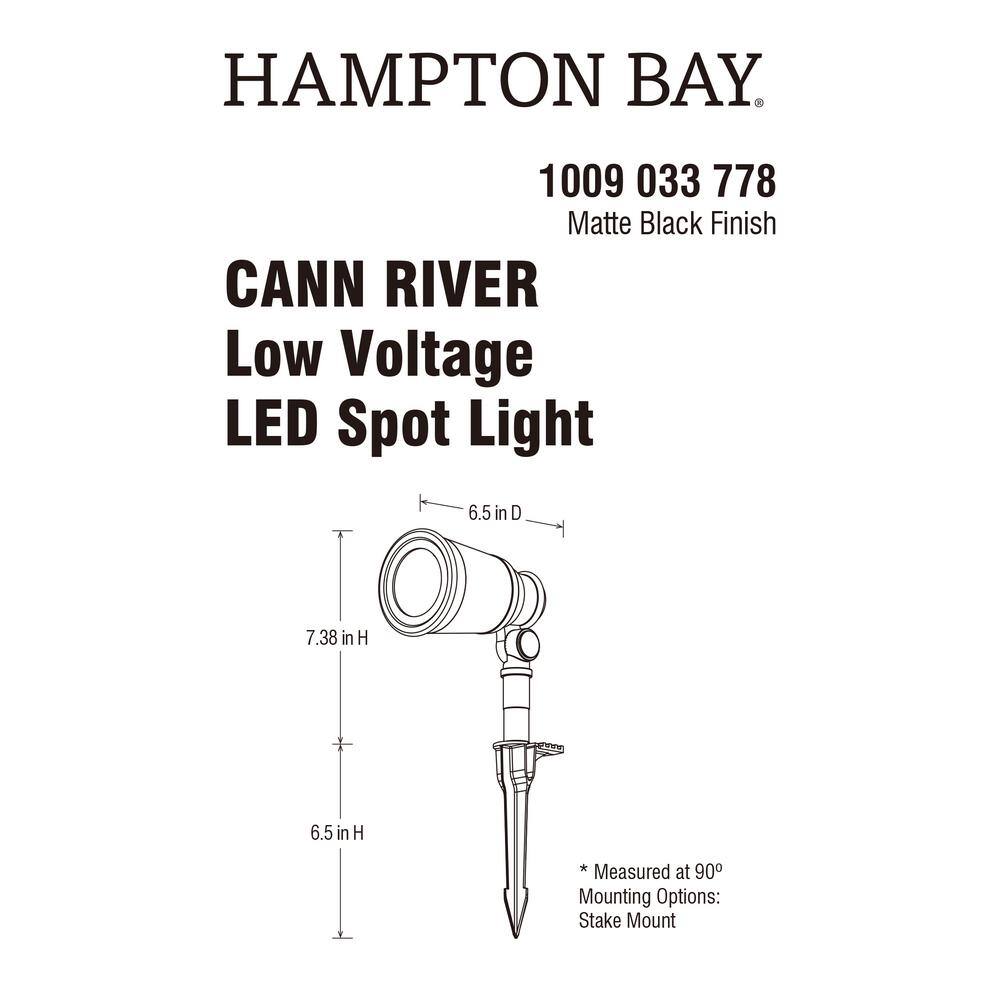 Hampton Bay Cann River Low Voltage 420 Lumens Black Hardwired Integrated LED Outdoor Spotlight with Clear Glass HSP2301LX-02MB