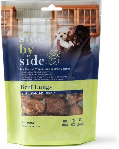 Side By Side Beef Lung Freeze Dried Dog Treats， 1.8-oz bag