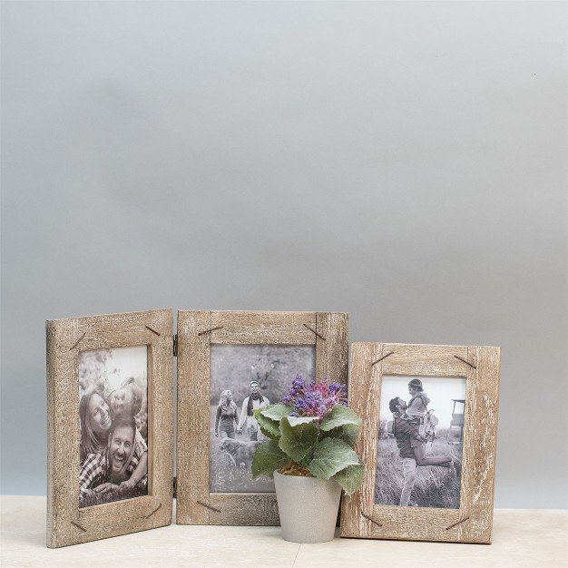 4 X 6 Inch Decorative Distressed Wood Picture Frame With Nail Accents Foreside Home amp Garden