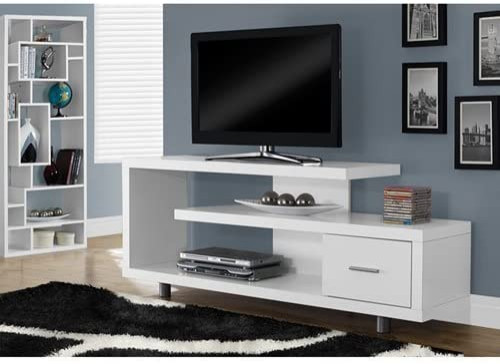 Modern TV Stand with 1 Drawer  60 quotW  White   Midcentury   Entertainment Centers And Tv Stands   by Imtinanz  LLC  Houzz