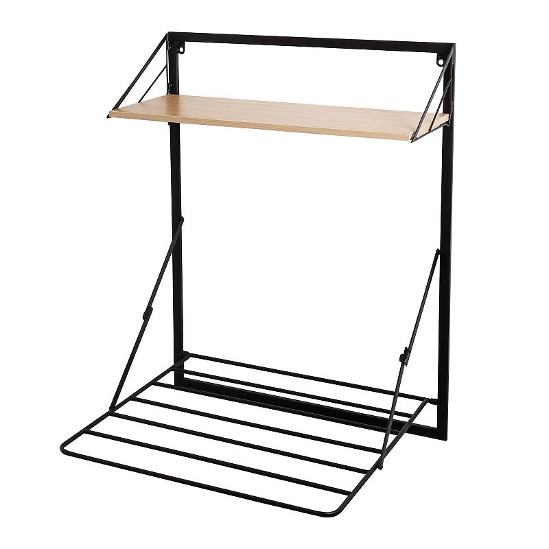 Honey-Can-Do Wall-Mounted Drying Rack with Shelf for Small Laundry Room