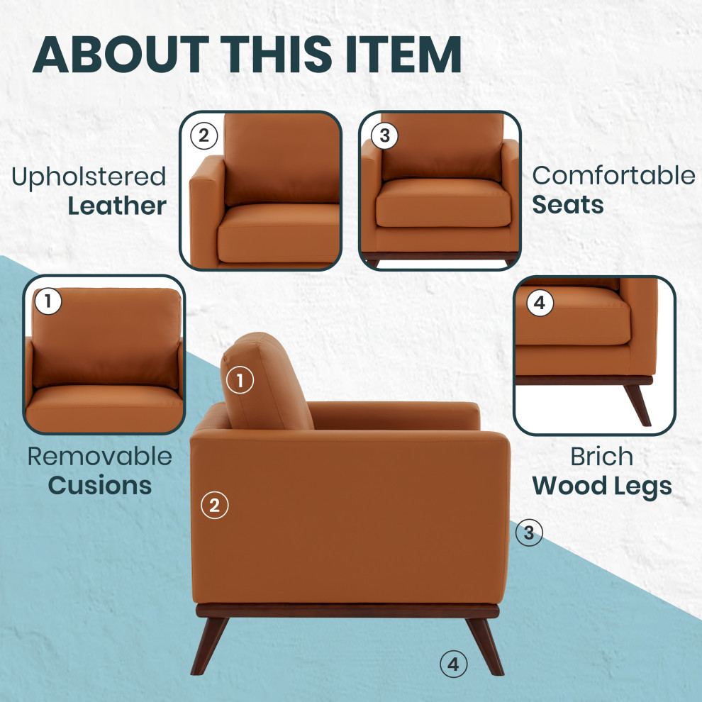 LeisureMod Chester Mid Century Modern Faux Leather Accent Arm Chair   Midcentury   Armchairs And Accent Chairs   by LeisureMod  Houzz