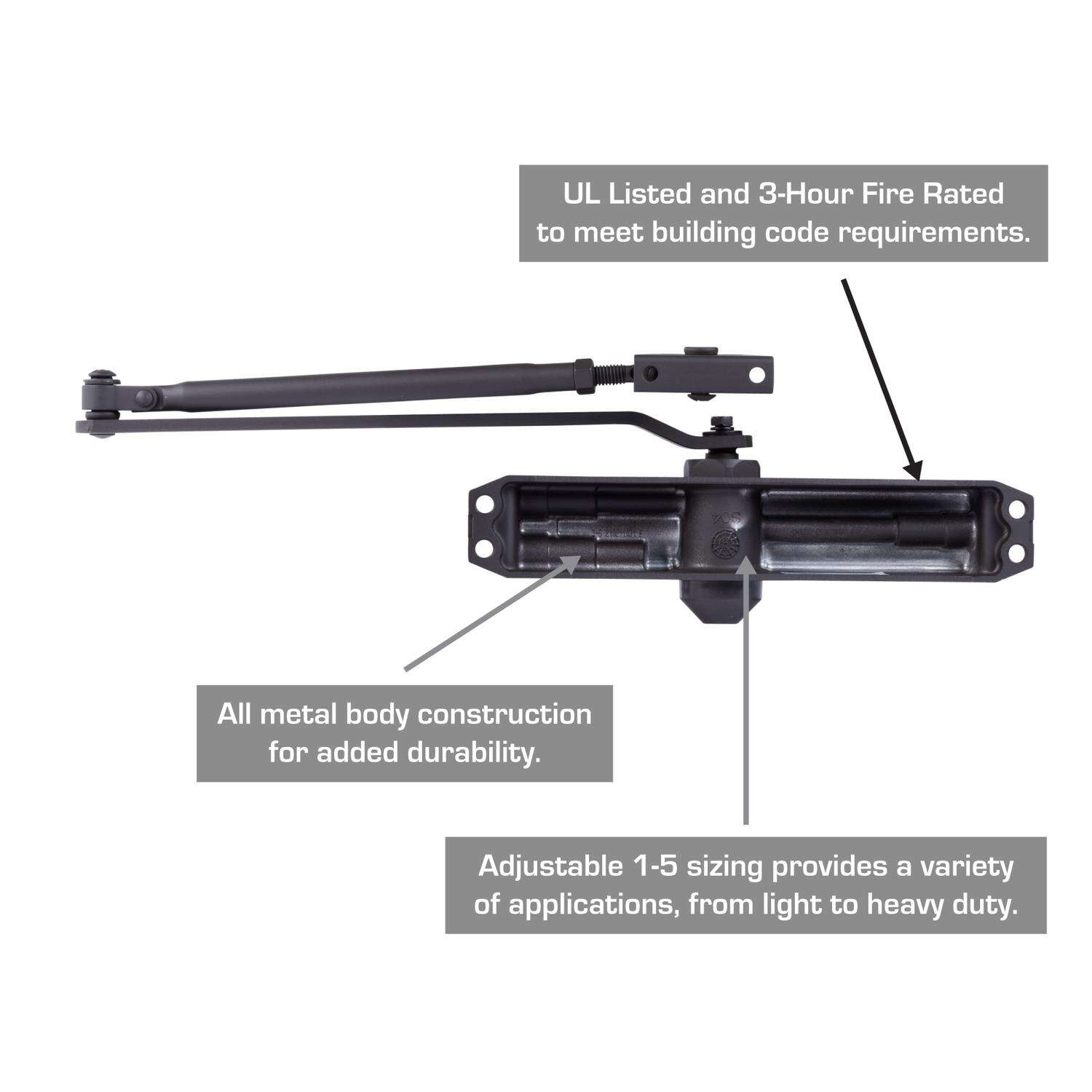 Brinks Commercial Oil Rubbed Bronze Steel Hydraulic Door Closer Grade 1