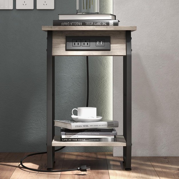 Trinity Side Table With Charging Station Vintage End Table With Usb Charging Ports And Outlets