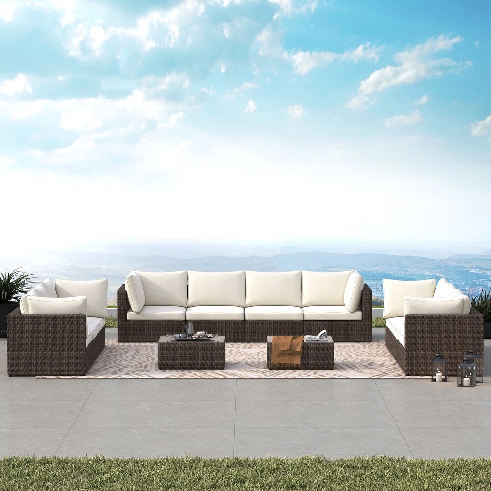 Corvus Wevok 12 piece Aluminum Wicker Sectional Sofa Set