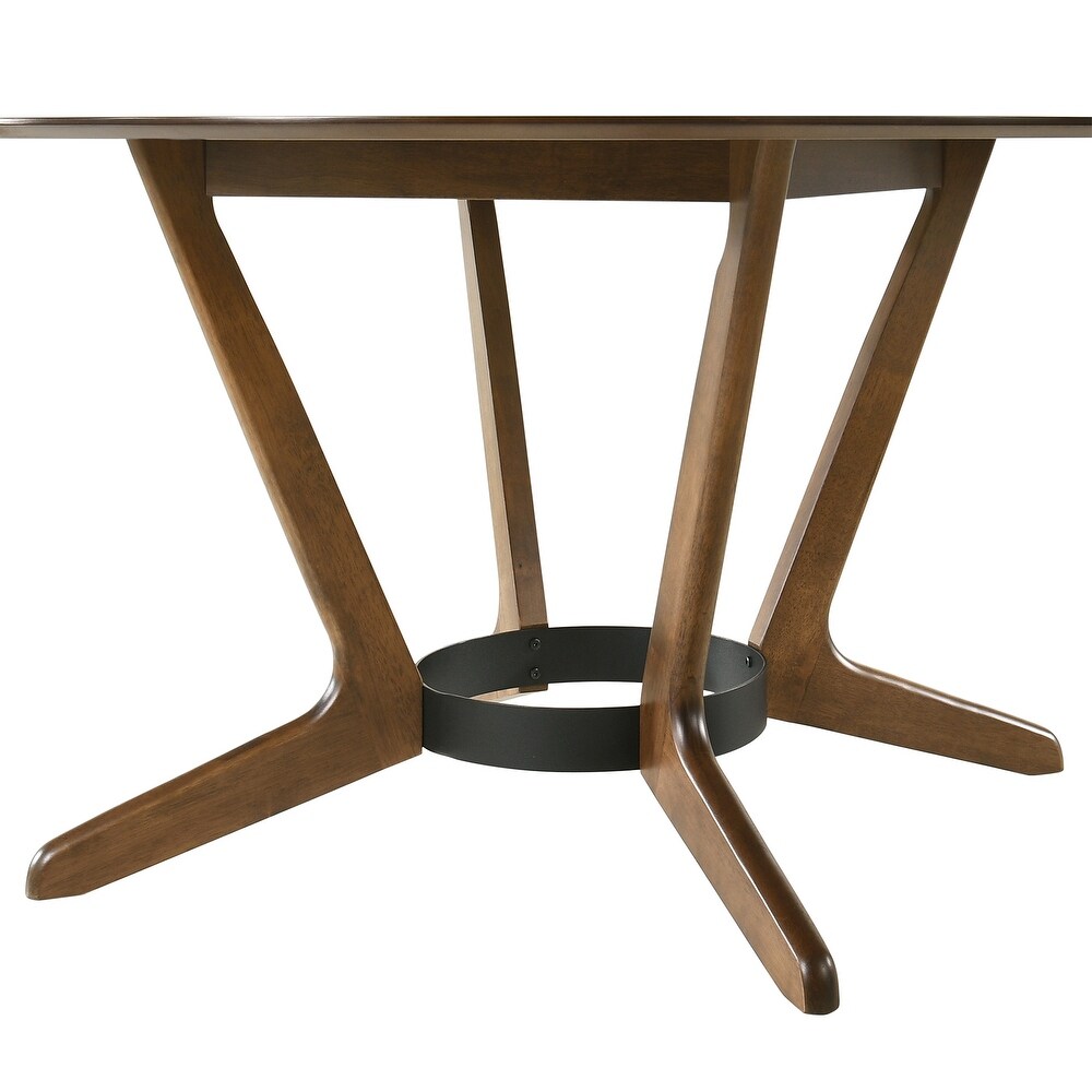 Santana Mid Century Modern Round Wood Dining Table