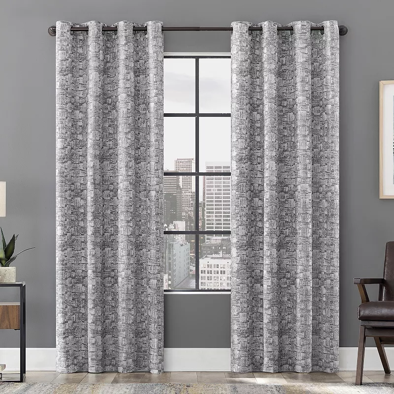 Scott Living Osaka Inverted Brushstrokes Cotton Blend 100% Blackout Grommet Window Curtain