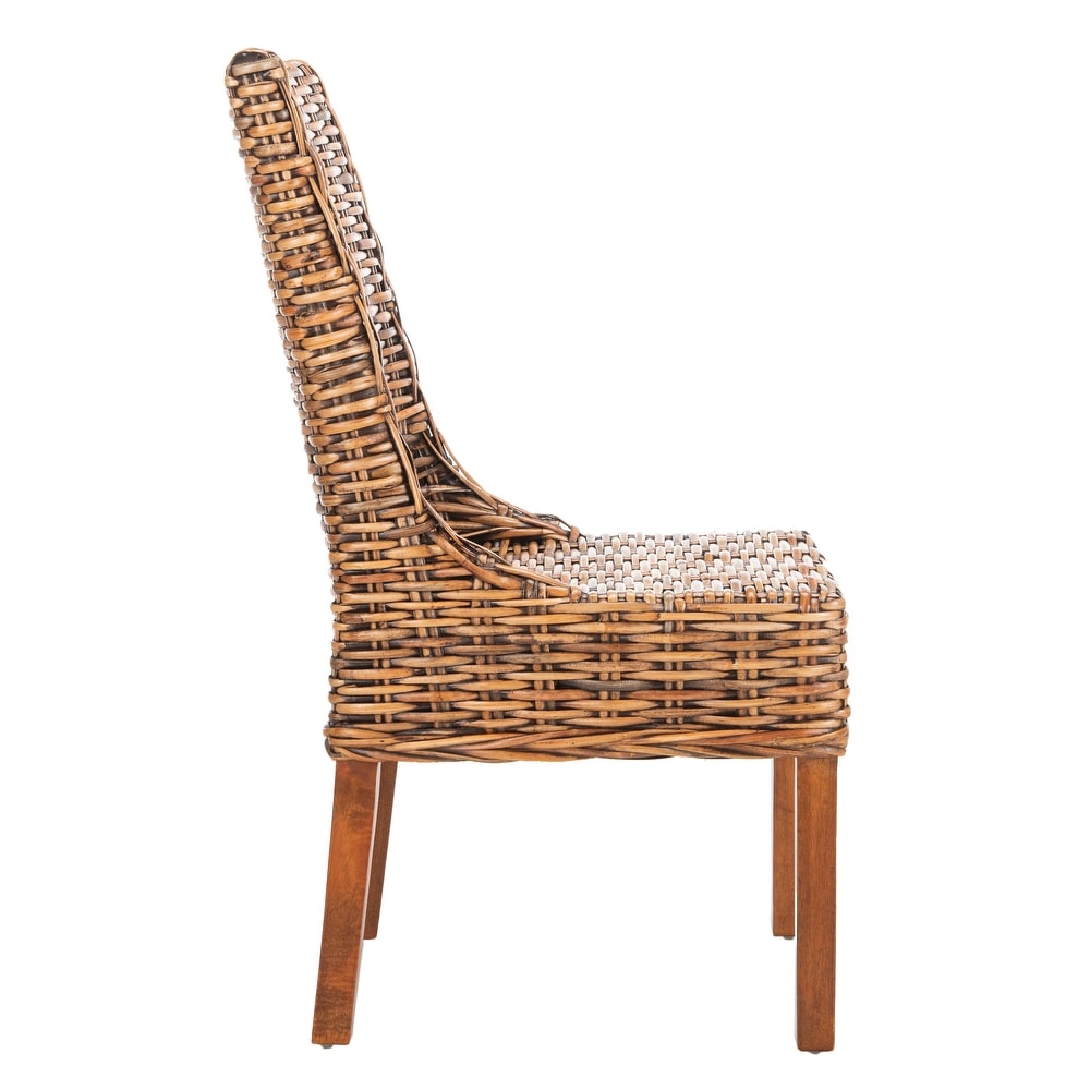 SAFAVIEH Dining Rural Woven St Thomas Indoor Wicker Brown Sloping Arm Chairs (Set of 2)   20\