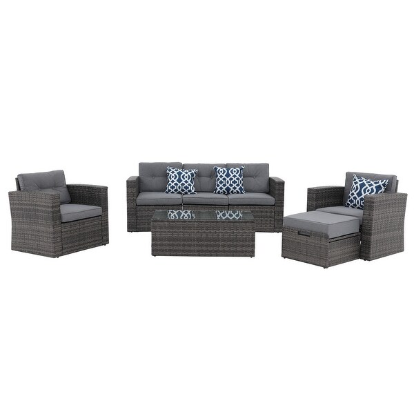 Outdoor 7Piece Wicker Sectional Sofa Set