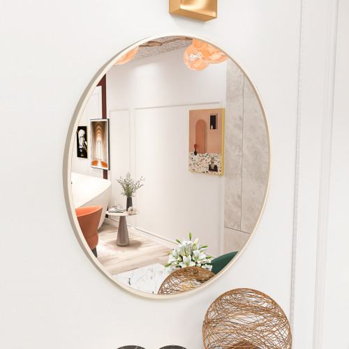 Matte Gold Wall Mirror 20 Round Mirror Metal Fram...