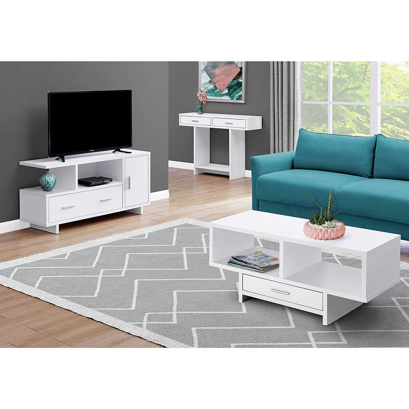 47.25 White Contemporary Rectangular TV Stand