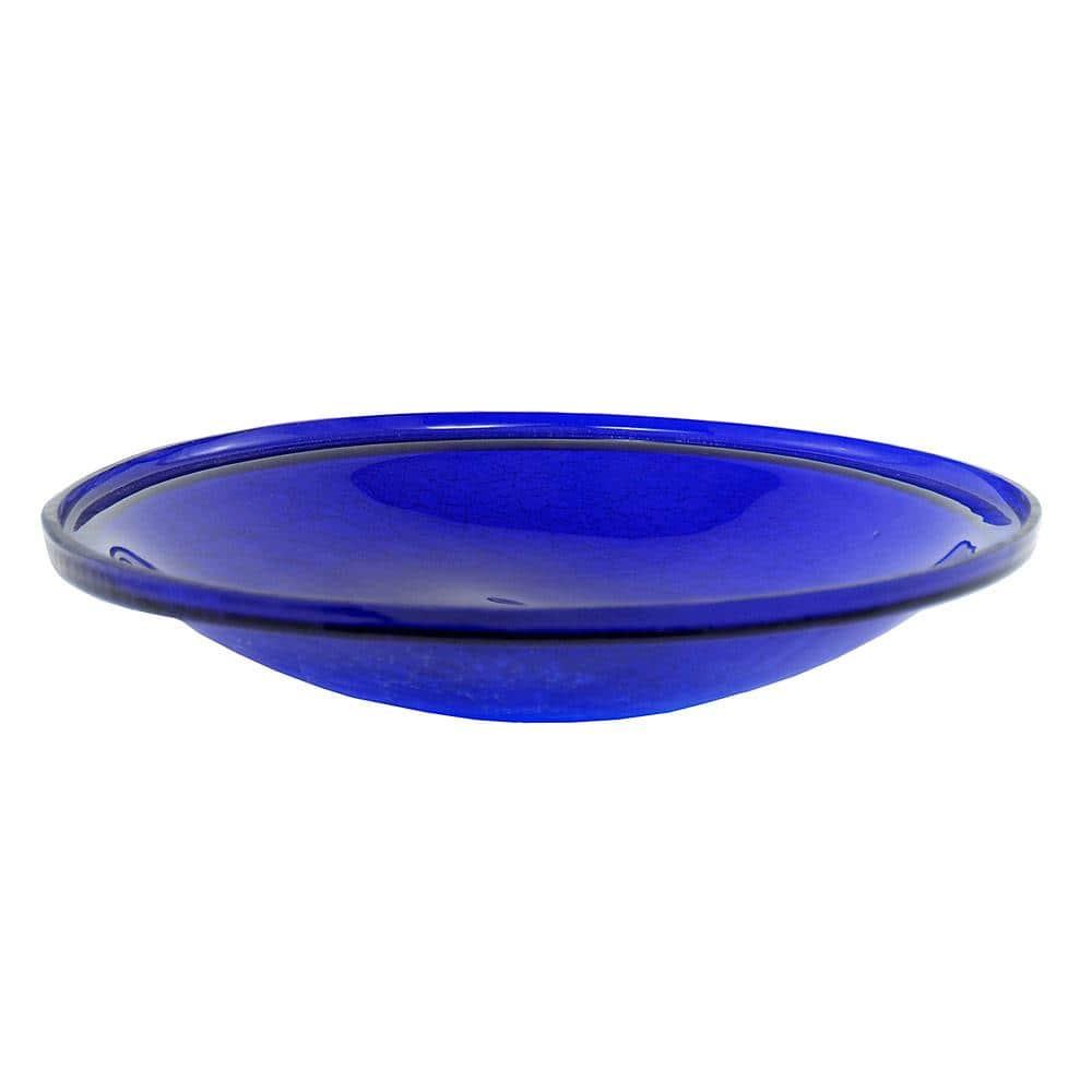 Achla Designs 14 in. Dia Cobalt Blue Reflective Crackle Glass Birdbath Bowl CGB-14CB