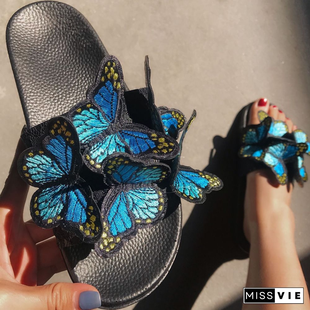 Chic Butterfly Decorated Slipper