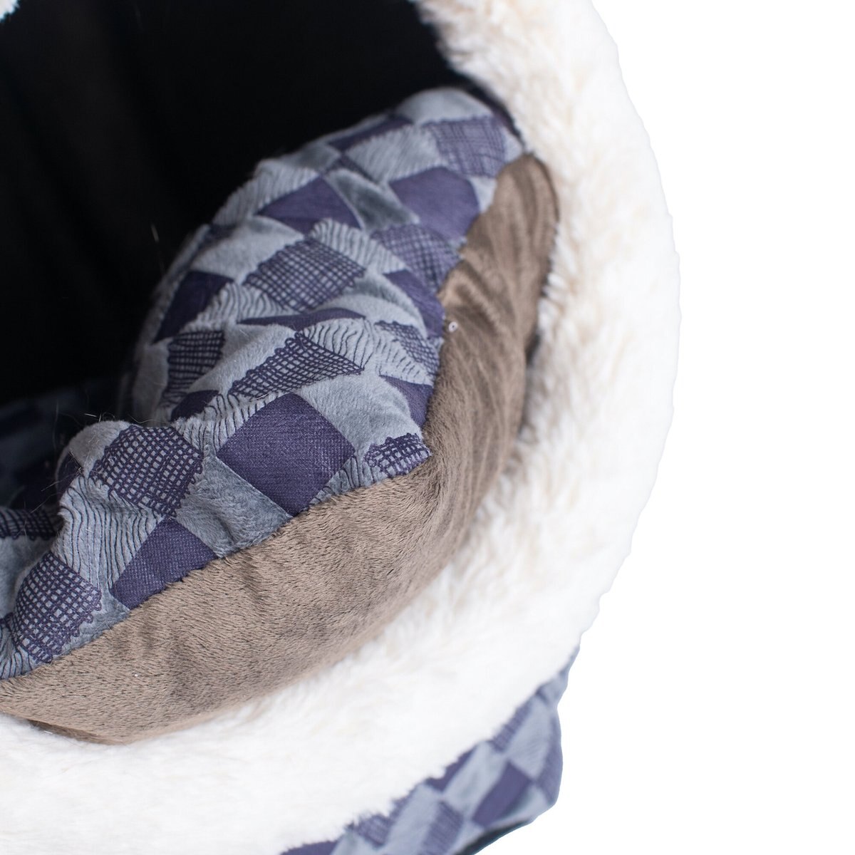 Armarkat Cuddle Cave Dog and Cat Bed， Blue Checkered