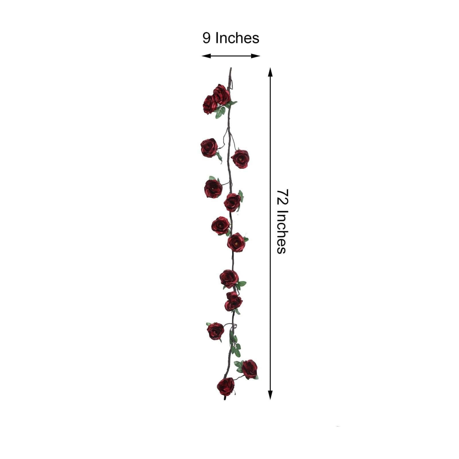 Burgundy Artificial Silk Rose Hanging Flower Garland, Faux Vine 6ft