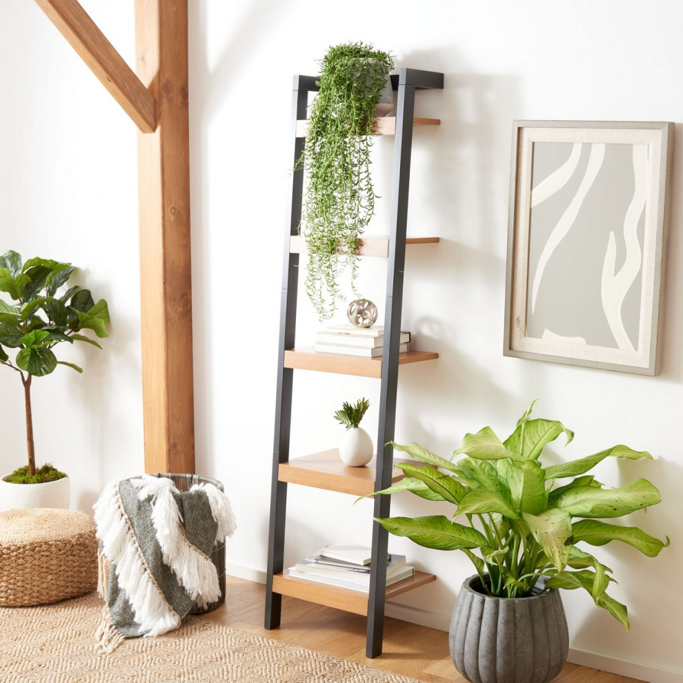 Gary 5 Tier Leaning Etagere/ Bookcase Natural/ Charcoal   Modern   Bookcases   by Virgil Stanis Design  Houzz