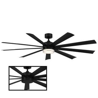 Modern Forms Wynd XL 72 in. 3000K Integrated LED IndoorOutdoor Matte Black Smart Ceiling Fan with Light Kit and Remote FR-W2101-72L-MB