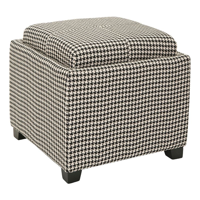 Safavieh Bennett Square Houndstooth Single Tray Storage Ottoman