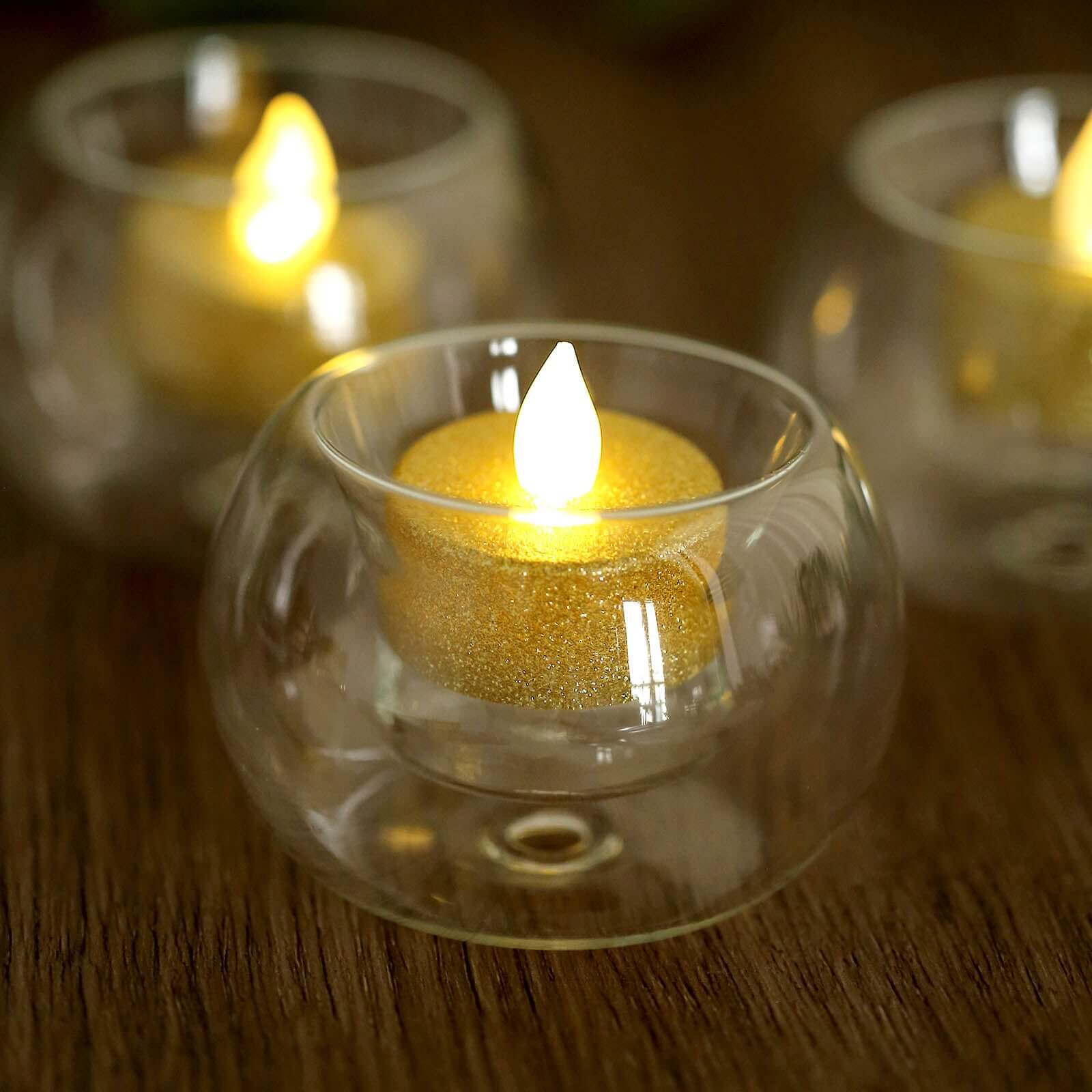 6 Pack Crystal Clear Glass Globe Tealight Votive Candle Holders 3